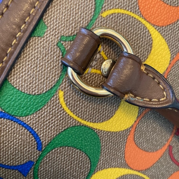 Coach Pride Collection Rowan Satchel – Brown Signature with Rainbow Strap - Picture 15 of 16